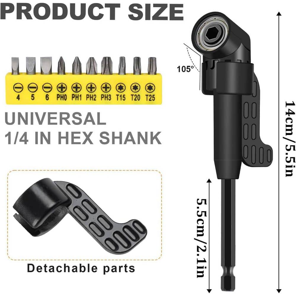 17Pcs Flexible Drill Bit Extension, Include 3Pcs Rotatable Socket Adapter - Hercitys