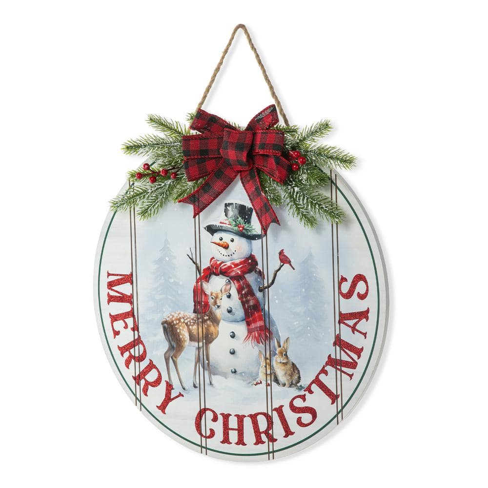15 in. H Wooden Christmas Round Word Sign Door Hanger - Hercitys