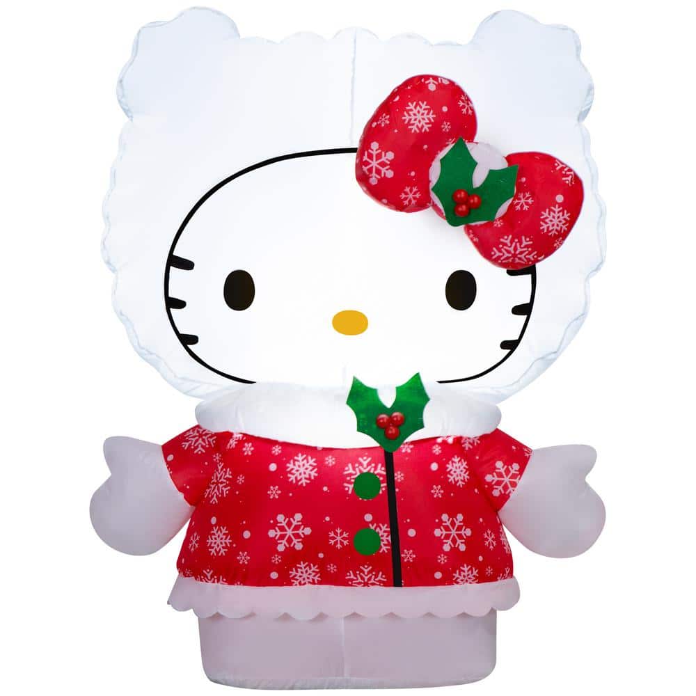 35.83 in. H x 20.87 in. L x 28.74 in. W Christmas Inflatable Airblown-Hello Kitty in Red Snowflake Dress-SM-Sanrio - Hercitys