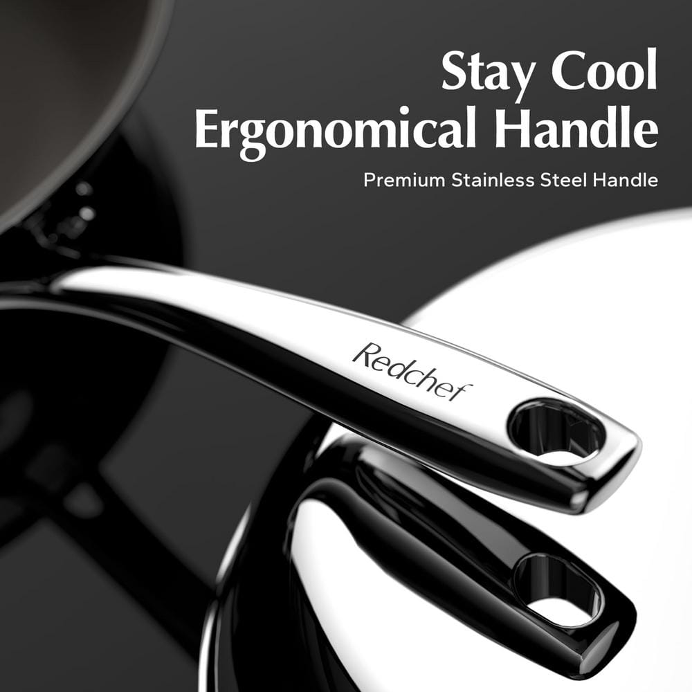 11.5 in. Stainless Steel Titanium Ceramic Nonstick Coating Frying Pan with Stainless Steel Stay Cool Ergonomical Handle - Hercitys