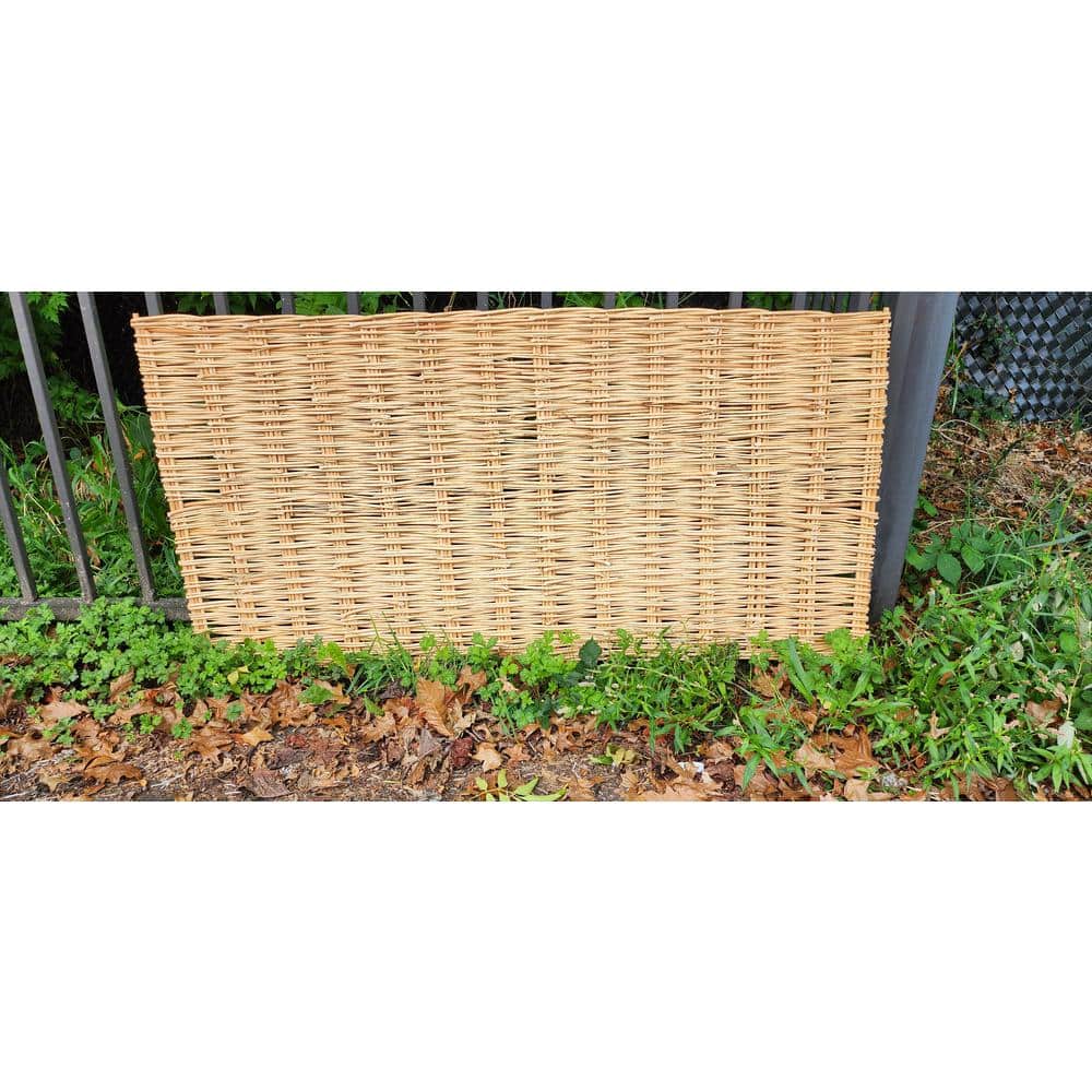36 In. H Debarked Willow Wood Hurdle Panel Garden Fence - Hercitys