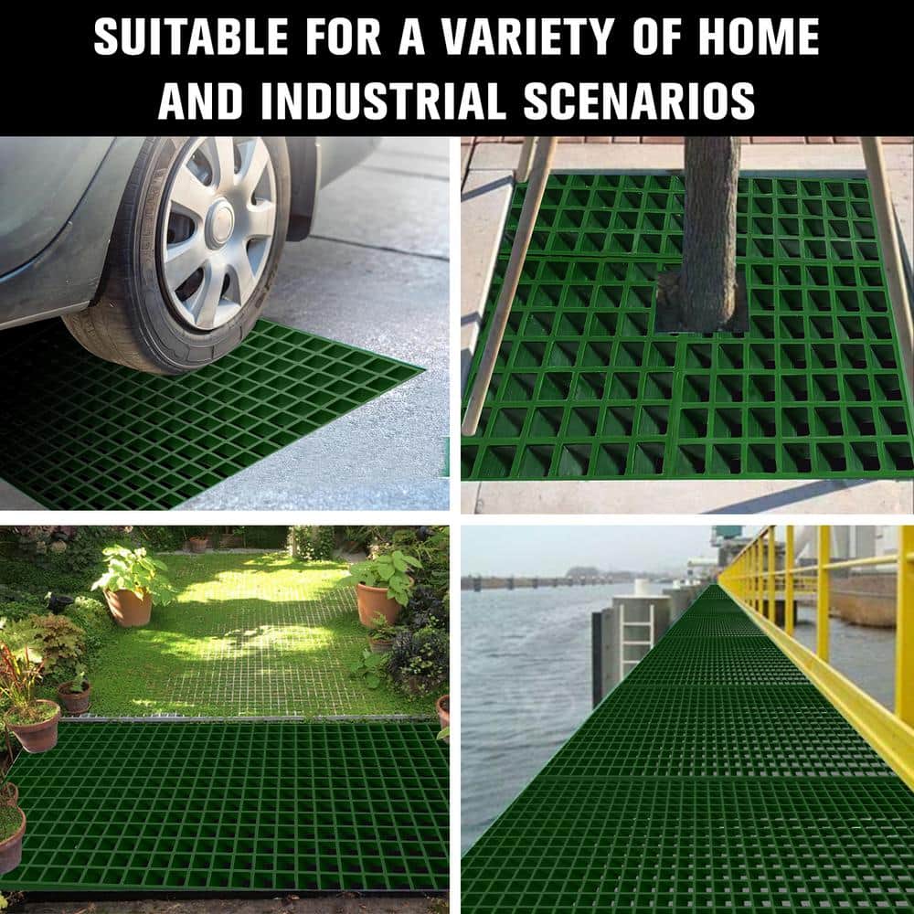 2 ft. x 2 ft. x 1 in. Fiberglass Molded Grating, 1.5 in. x 1.5 in. x 1 in., Green - Hercitys