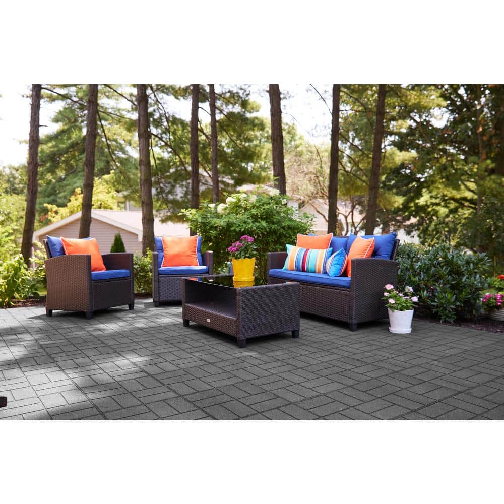16 in. x 16 in. x 5/8 in. Gray SmartLoc Rubber Paver (9-Pack) - Hercitys