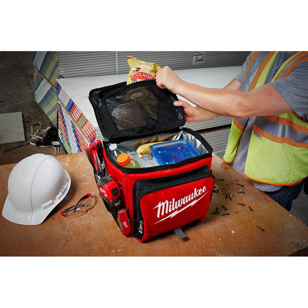 21 Qt. Soft Sided Jobsite Lunch Cooler with PACKOUT Red 18 oz. Insulated Mug with Sip Lid - Hercitys