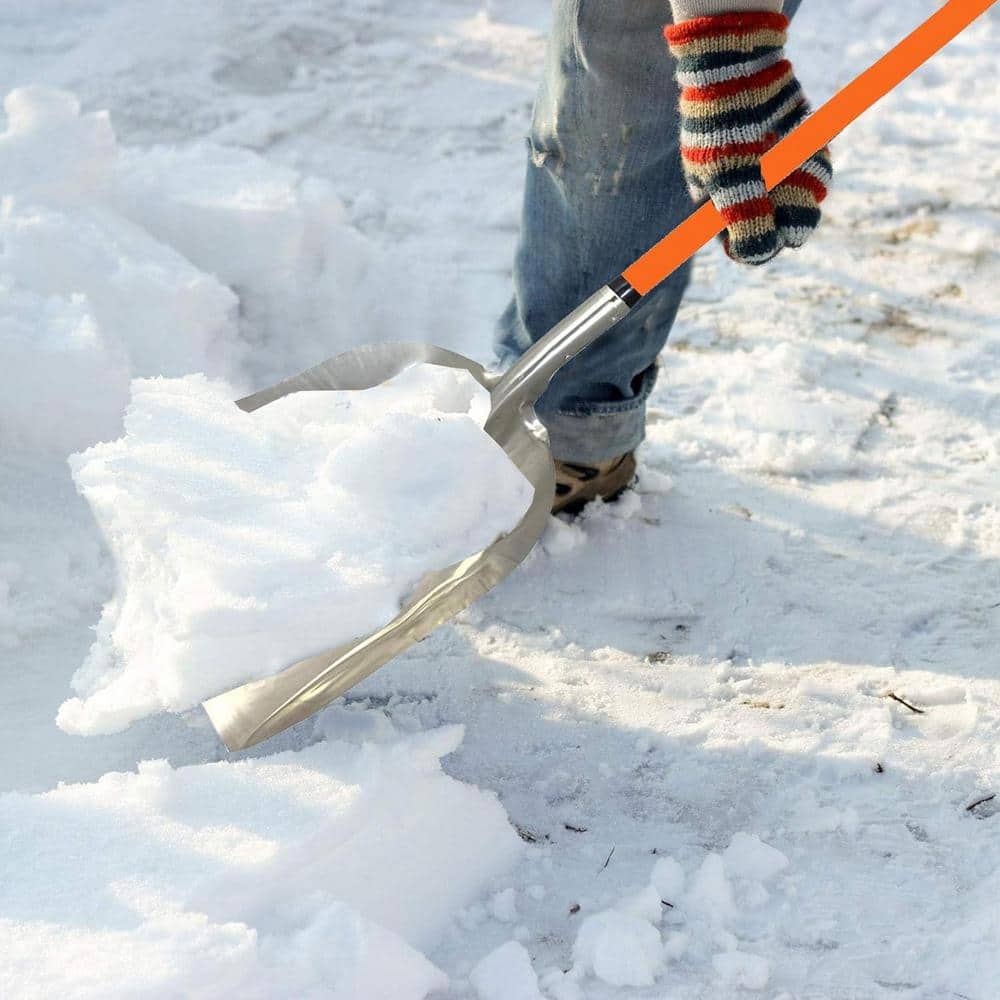 48 in. L Durable Fiberglass Handle Large Head Aluminum Scoop Shovel, Ashman Snow Shovel Aluminum (1-Pack) - Hercitys