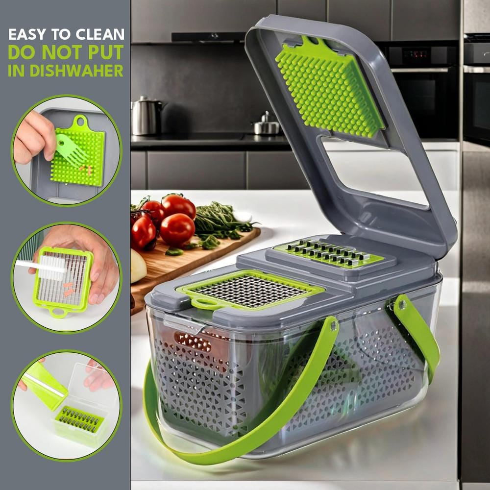22-in-1 Vegetable Chopper with Container, Multi Kitchen Tool with Lemon Squeezer-13 Blades - Hercitys