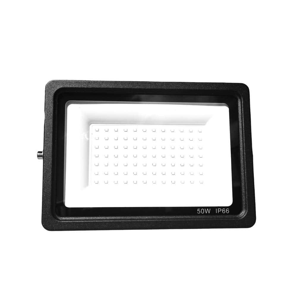 350-Watt Equivalent Integrated Black Outdoor LED Flood Light, 6000 Lumens, Security Light - Hercitys