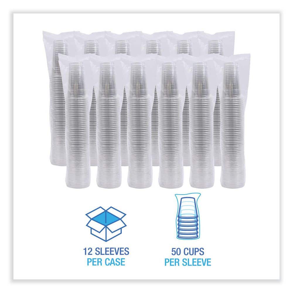 24 oz. Clear Disposable Plastic Cups, Cold Drinks, PET, 12 Cups / Sleeve, 50 Sleeves / Carton - Hercitys