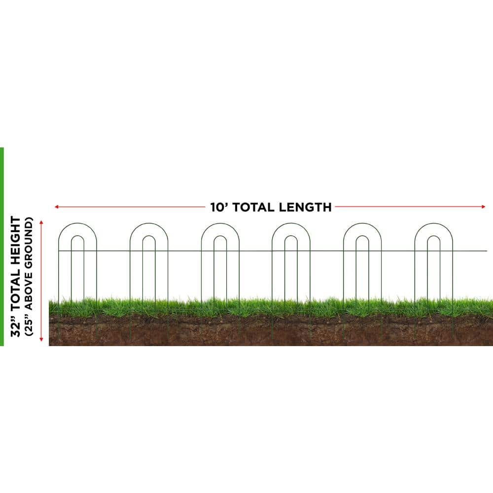 32 in. H x 8 ft. W Green Metal Folding Edging 4-Pack - Hercitys