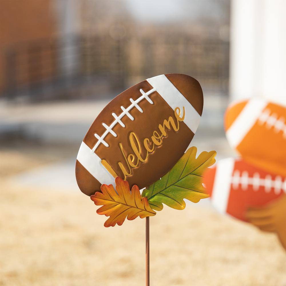 24 in. H Set of 3 Thanksgiving Metal Football Turkey Yard Stake - Hercitys