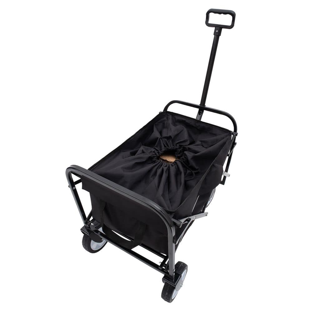 3.6 cu. ft. Fabric Bin Garden Cart, Heavy Duty Extention Collapsible Foldable Utility Wagon Grocery Cart, Black - Hercitys