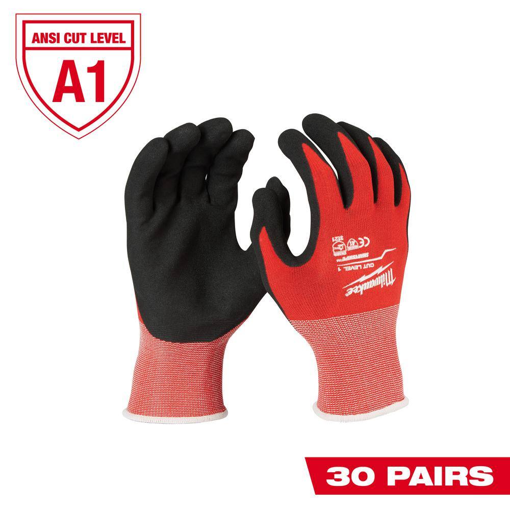 2X-Large Red Nitrile Level 1 Cut Resistant Dipped Work Gloves (30-Pack) - Hercitys