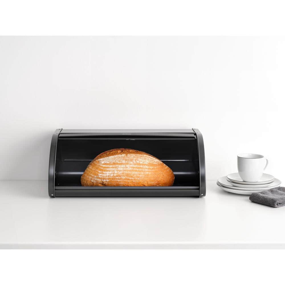 1-Piece Roll Top Steel Bread Box, Confident Gray - Hercitys