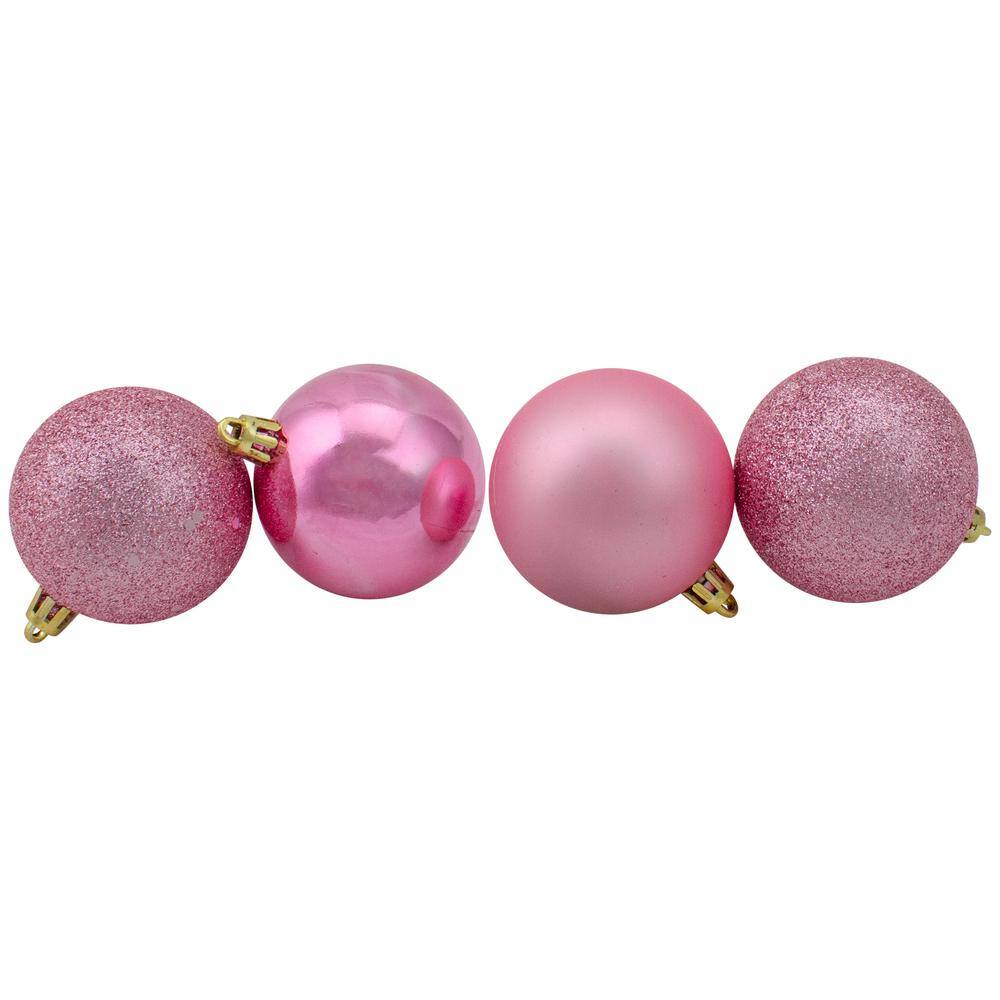2.5 in. (60 mm) Bubblegum Pink Shatterproof 4-Finish Christmas Ball Ornaments (60-Count) - Hercitys
