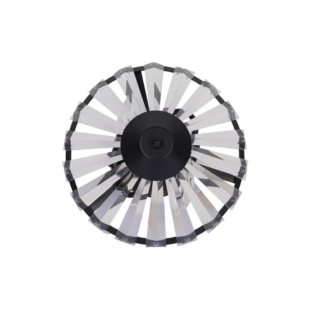 11 in. 2-Light Matte Black Transitional Semi-Flush Mount with Clear Glass Faceted Shade and No Bulbs Included - Hercitys