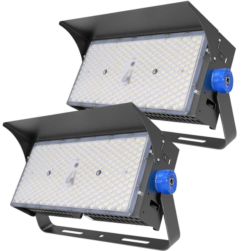 1500-Watt Equivalent 39000 Lumens 120° Black Integrated LED Flood Light, 4000K LED Stadium Arena Lighting 2-Pack - Hercitys