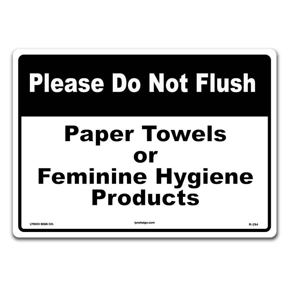 14 in. x 10 in. Don’t Flush Paper Towels Sign Printed on More Durable Thicker Longer Lasting Plastic Styrene - Hercitys