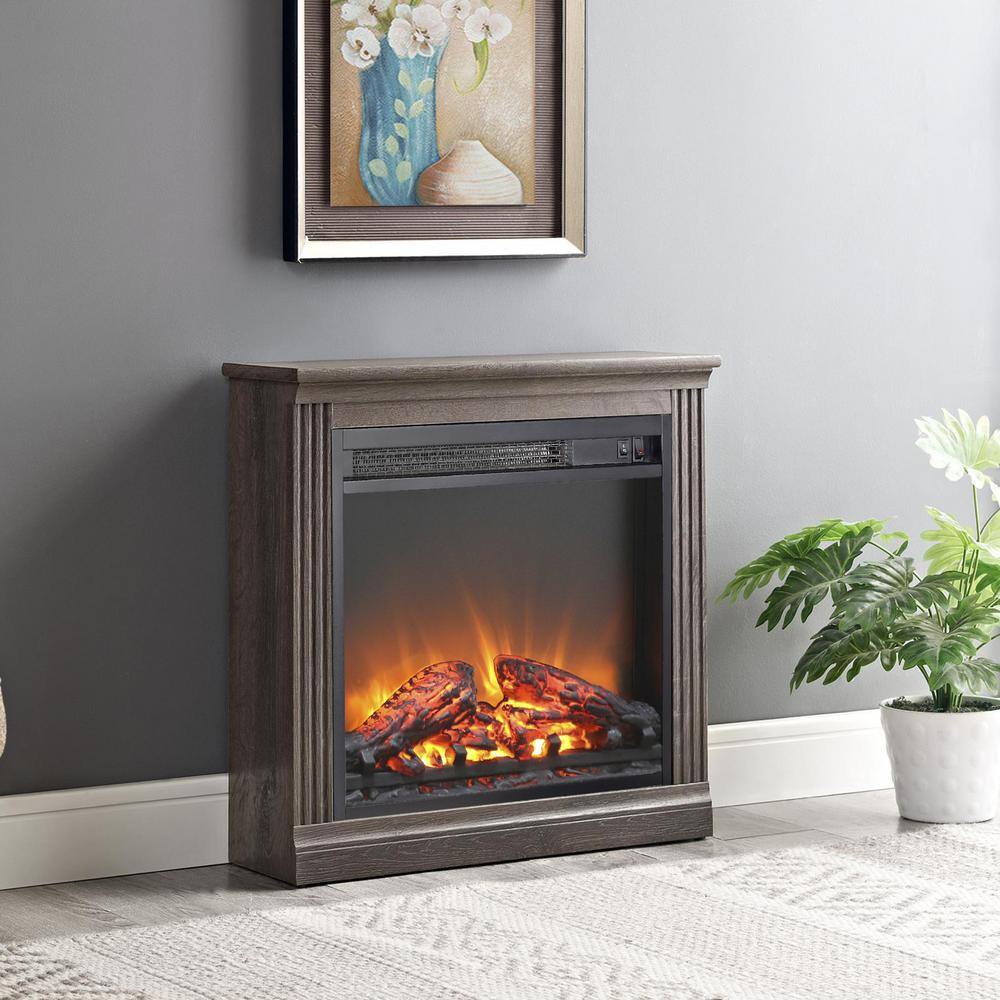 19.2 in. Wall Mount Electric Fireplace Insert in Black with Tempered Glass - Hercitys