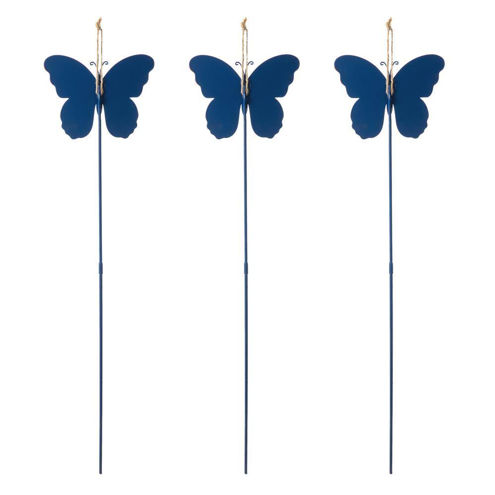 24 in. H Set of 3 Patriotic/Americana Metal Butterflies Yard Stake (KD) - Hercitys