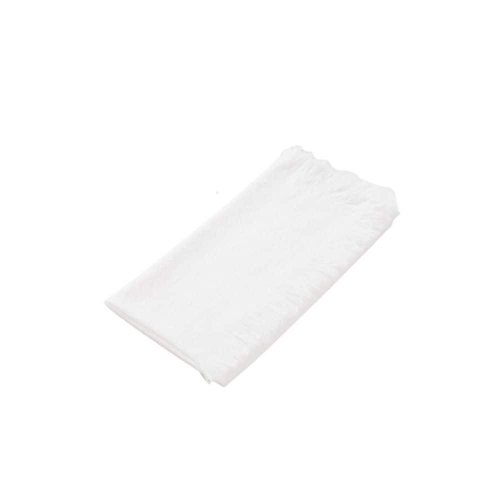 17 x 17 in. Ivory White Cotton Linen Napkins with Fringe White Cloth Napkins (Set of 6) - Hercitys