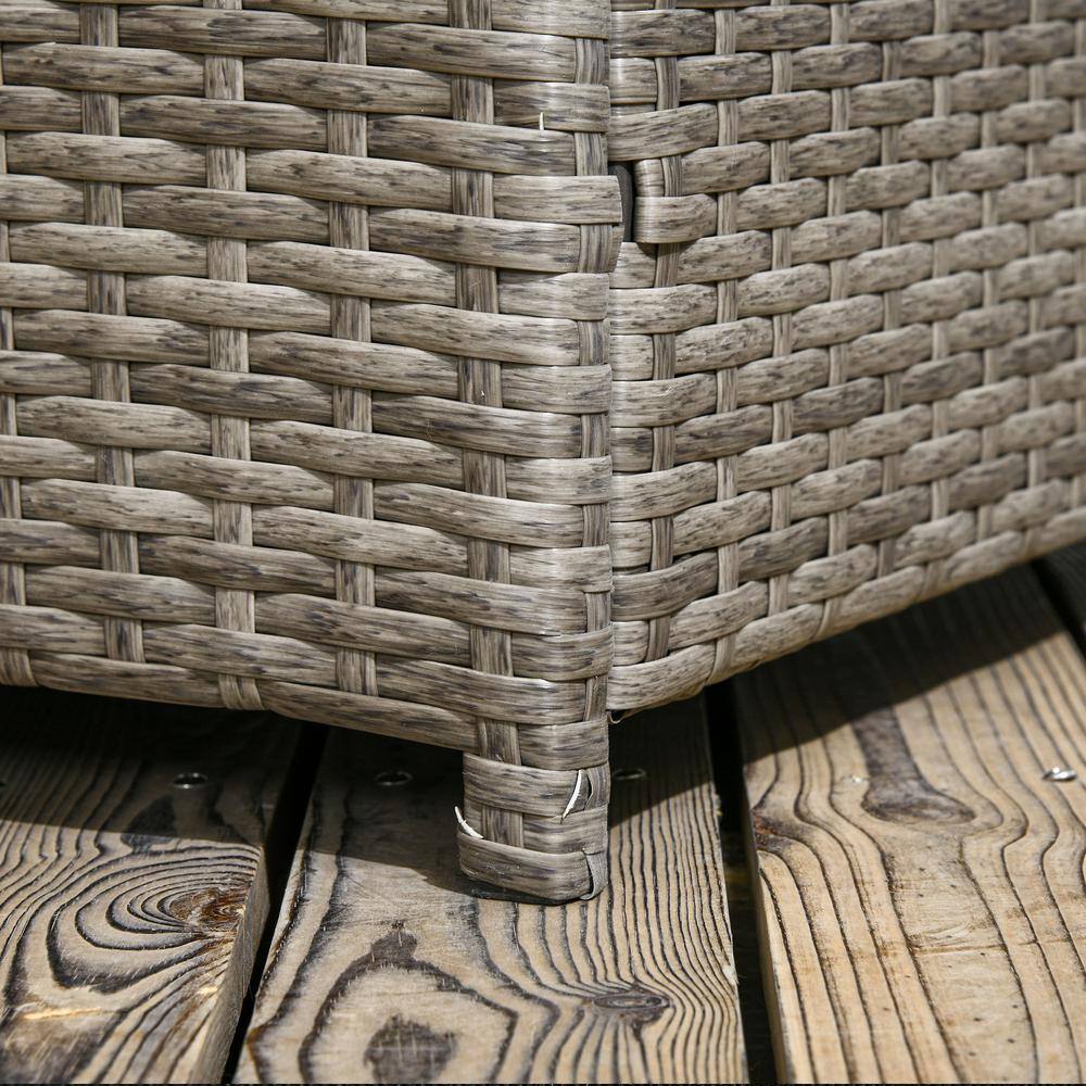 113 Gal. 46 in. x 28.75 in. x 25.5 in. Gray Rattan Deck Box - Hercitys