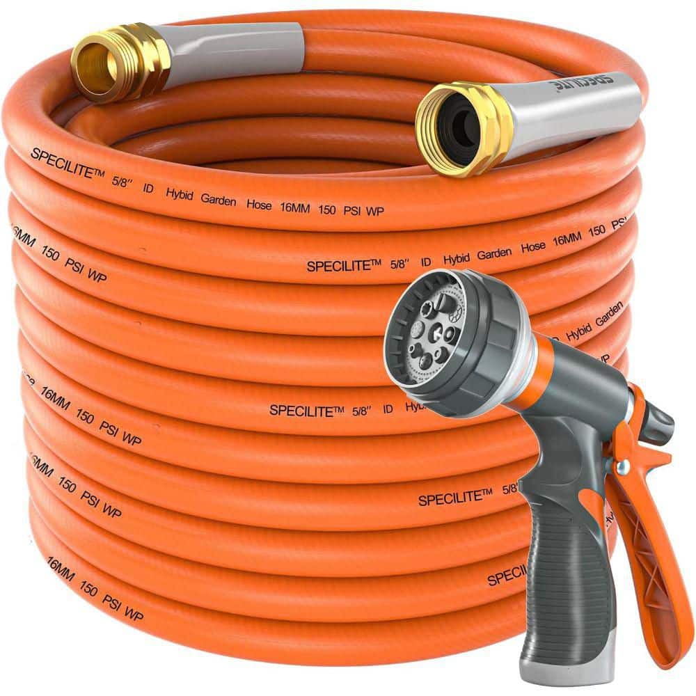 5/8 in. Dia x 50 ft. Heavy Duty Garden Hose with Sprayer Nozzle Kink-Less Hybrid Rubber Hose for Backyard - Hercitys