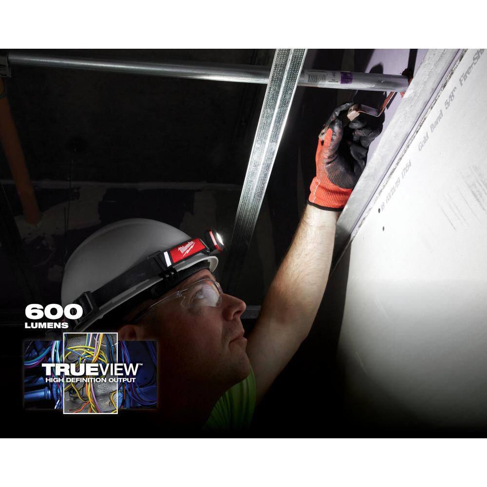 500 Lumens LED Pivoting REDLITHIUM USB Flashlight with 600 Lumens LED USB Low-Profile Hard Hat Headlamp (2-Pack) - Hercitys