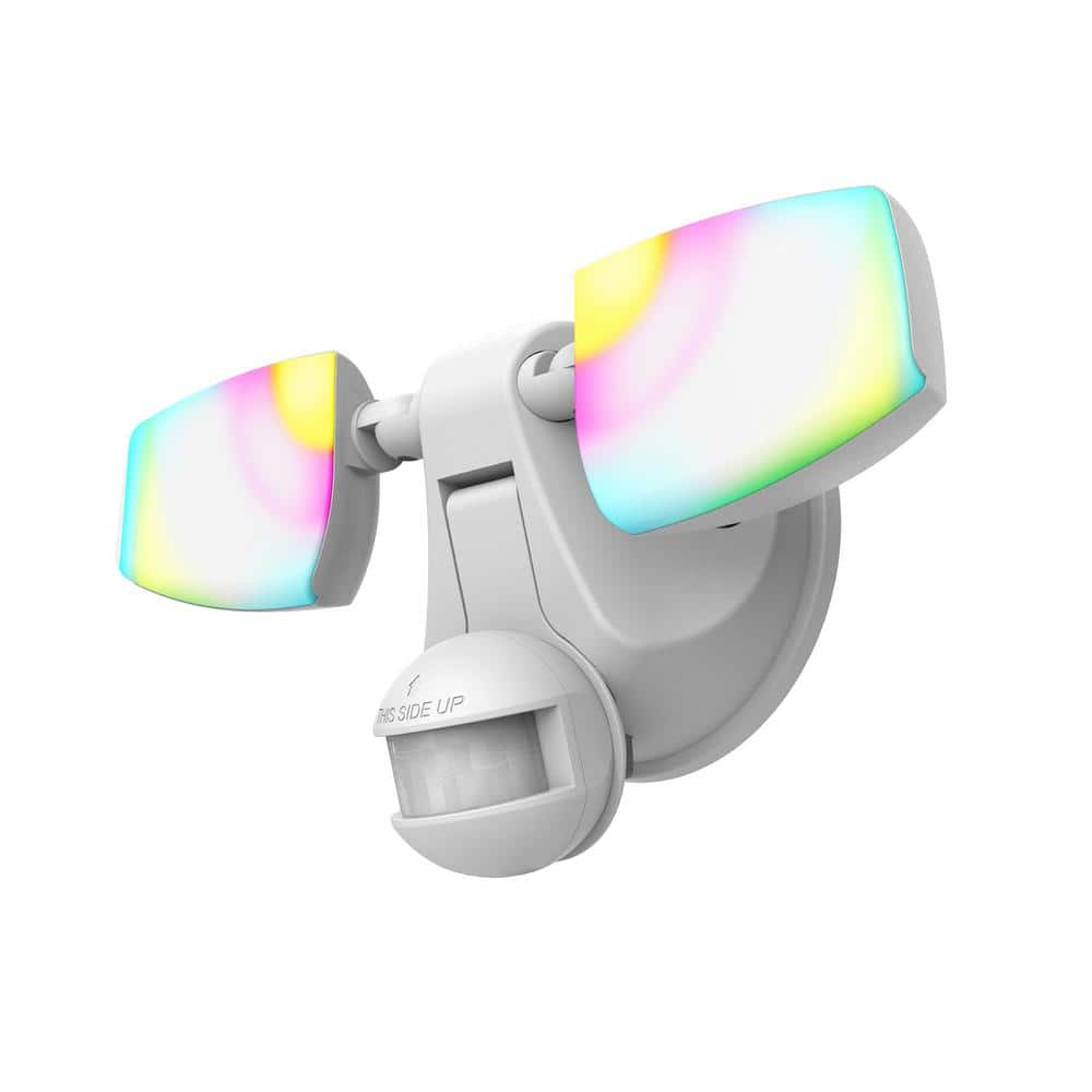 180-Watt equivalent 2400 Lumen 180° ESF WiZ Motion Flood Black Integrated LED Flood Light - Hercitys