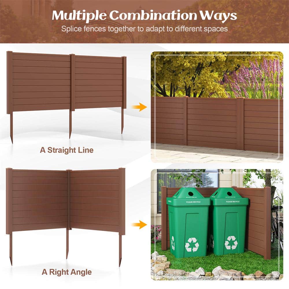 37.5 in. Plastic Air Conditioner Garden Fence, ith Stakes Pool Equipment Fence Screen Brown - Hercitys