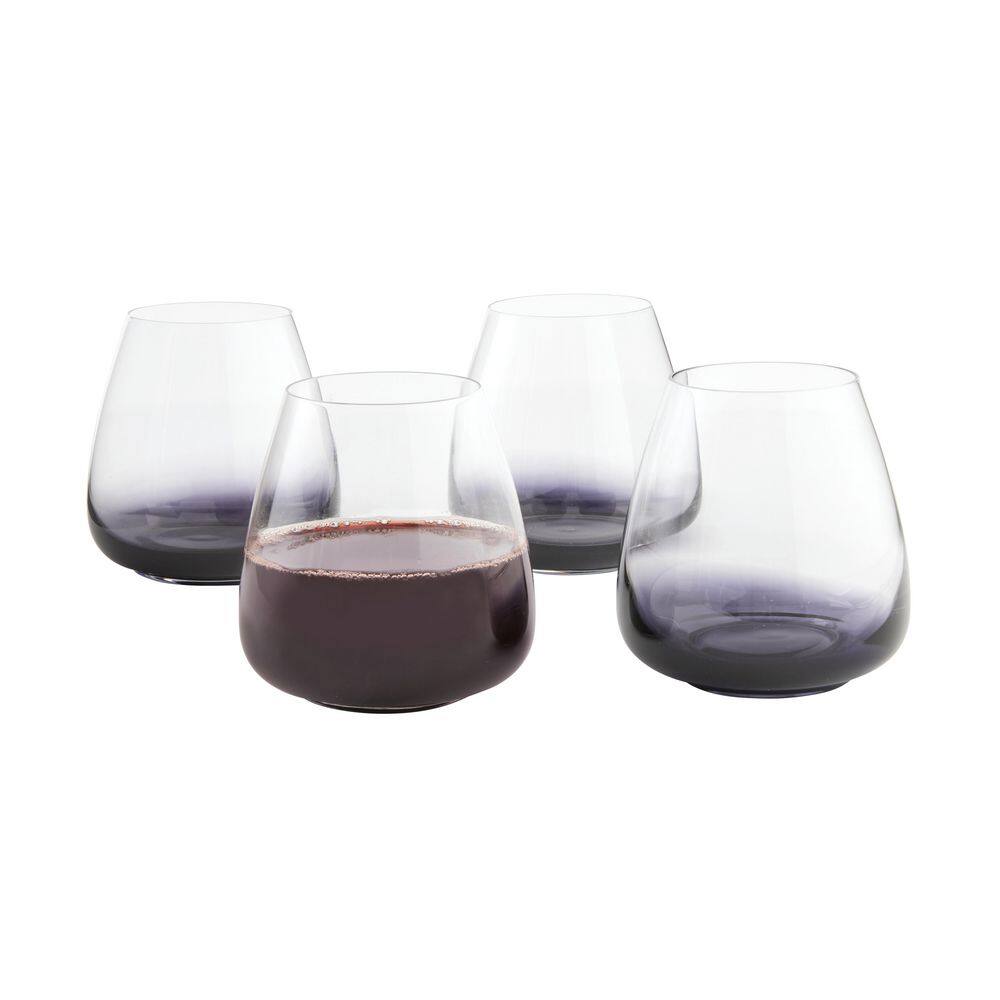 18.2 oz. Black Swan Stemless Red Wine Glasses (Set of 4) - Hercitys