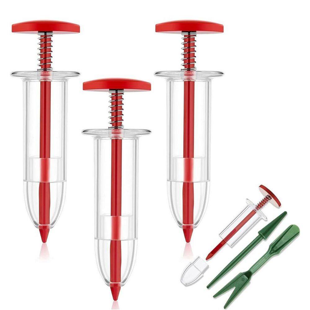 0.1 lb. Plastic Handheld Small Seed Spreader Mini Sowing Seed Dispenser Sower w/ 2 Transplanting Seed Planter, (4 Pack) - Hercitys