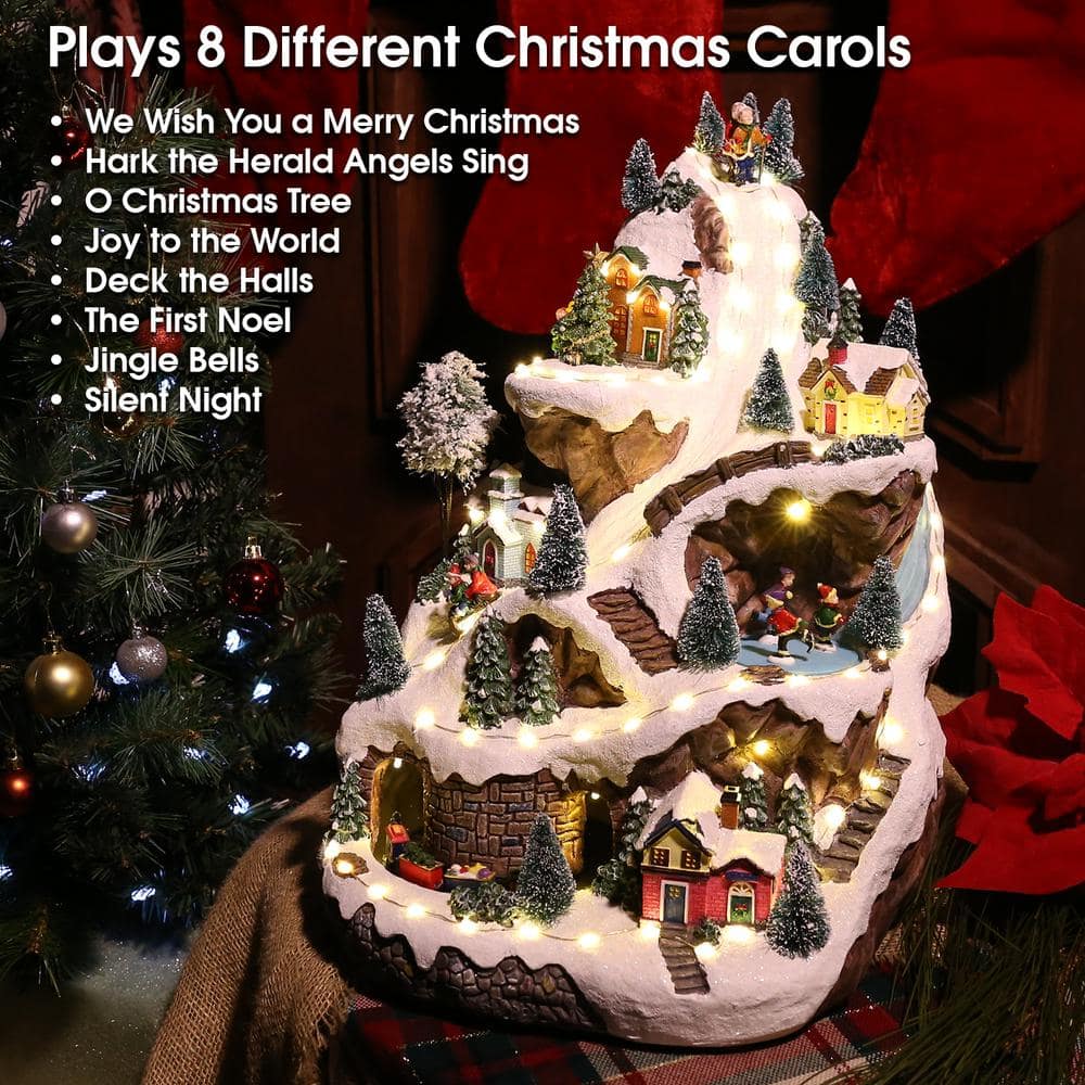 18 in. Tall Animated Winter Wonderland Set with LED Light and Music - Hercitys