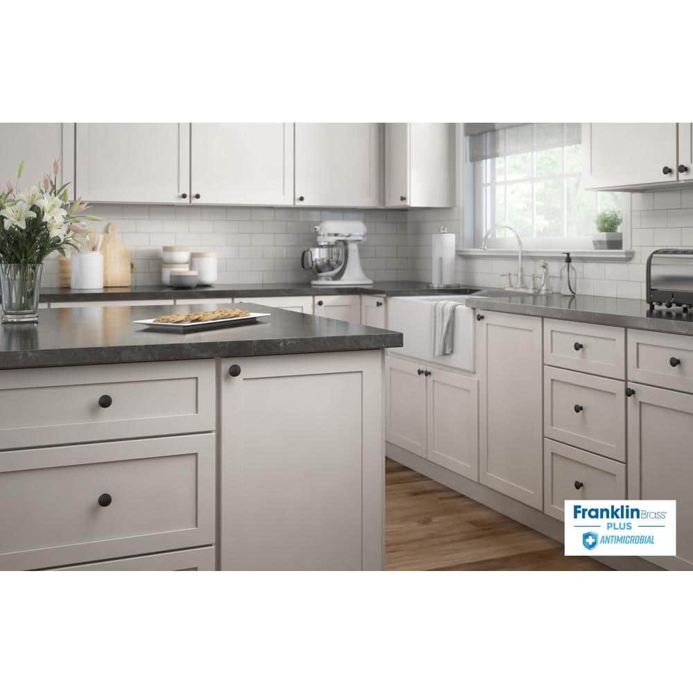 5-Pack Fulton 1-3/16 in. (30 mm) Matte Black with Antimicrobial Properties Round Cabinet Knobs - Hercitys