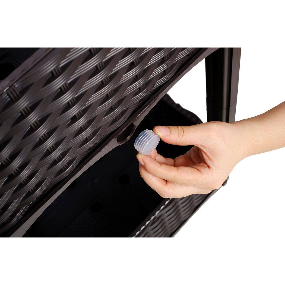 15.7 in. x 15.7 in. x 27.7 in. Plastic Planter Raised Beds, Elevated Planter Garden Box with Drainage Plug, Brown - Hercitys