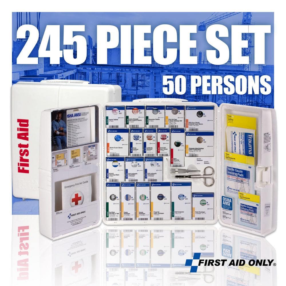 50-Person, Large Plastic OSHA Smart Compliance Cabinet with Medications - Hercitys