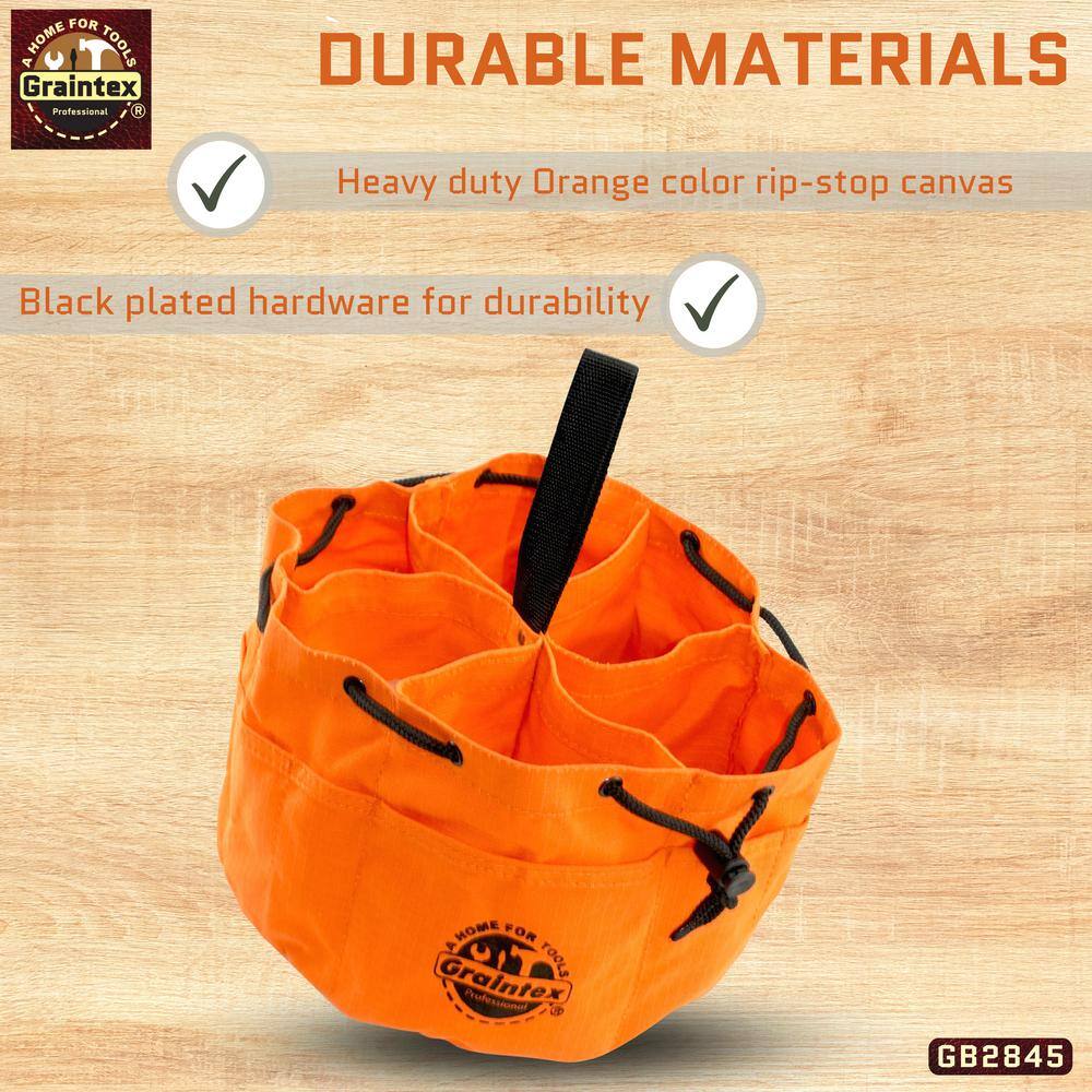 10 in. 18-Pockets Grab Tool Bags with Drawstring Closure Set of 3 - Hercitys