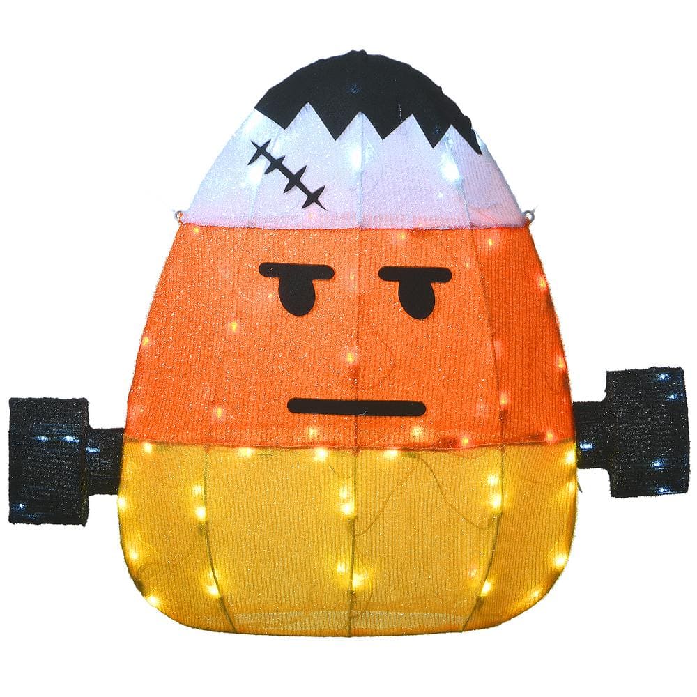 24 in. Pre-Lit Candy Corn Frankenstein with 80 LED Lights - Hercitys