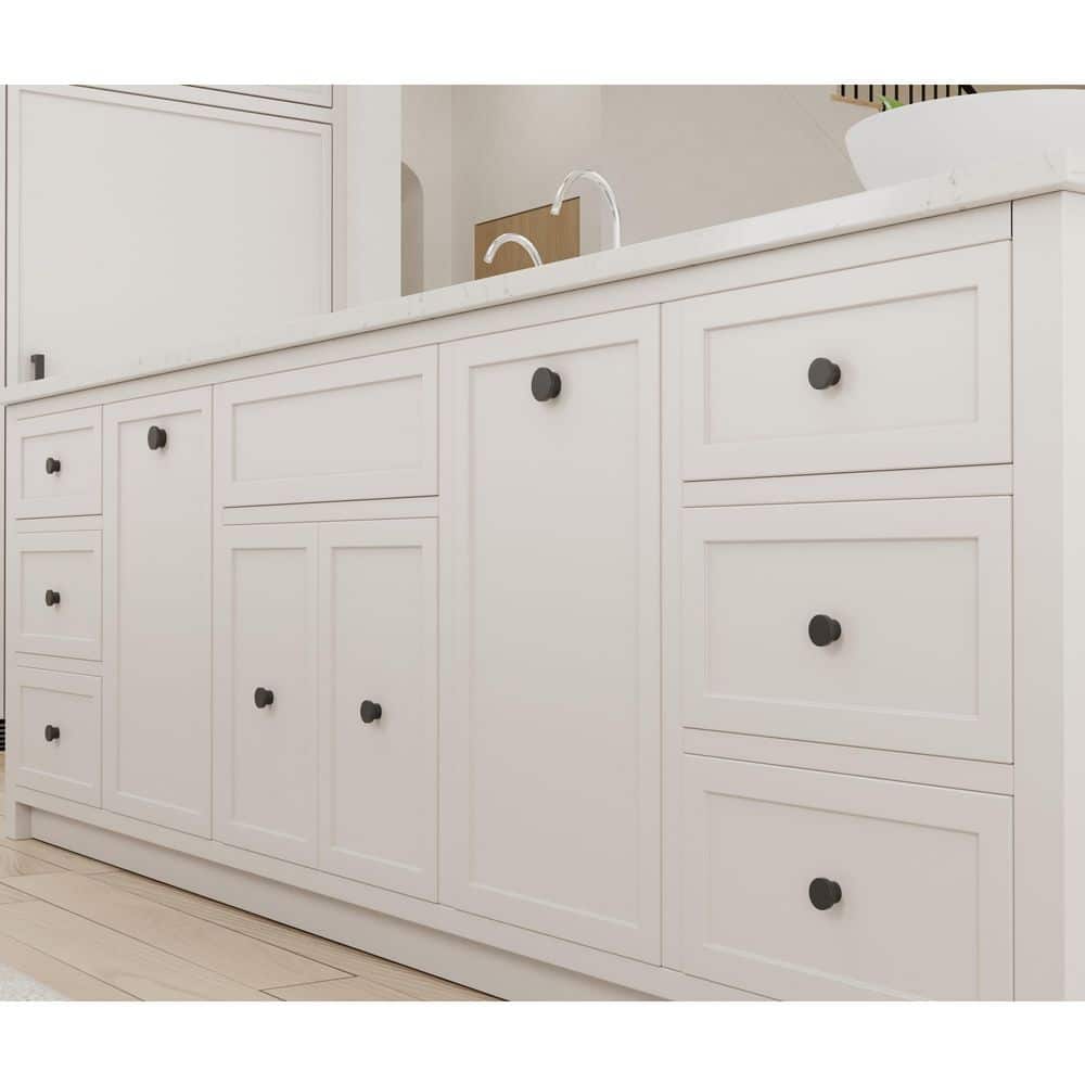 25-Pack Ethan 1-1/4 in. (32 mm) Modern Matte Black Round Cabinet Knob - Hercitys