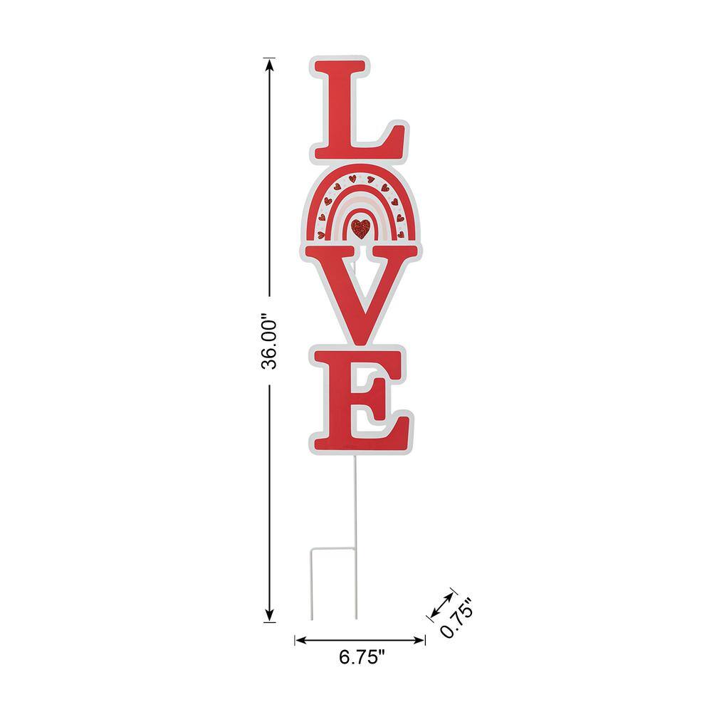 36 in. H Valentine’s Metal Rainbow  in.LOVE in. Yard Stake（KD, 2 Function) - Hercitys