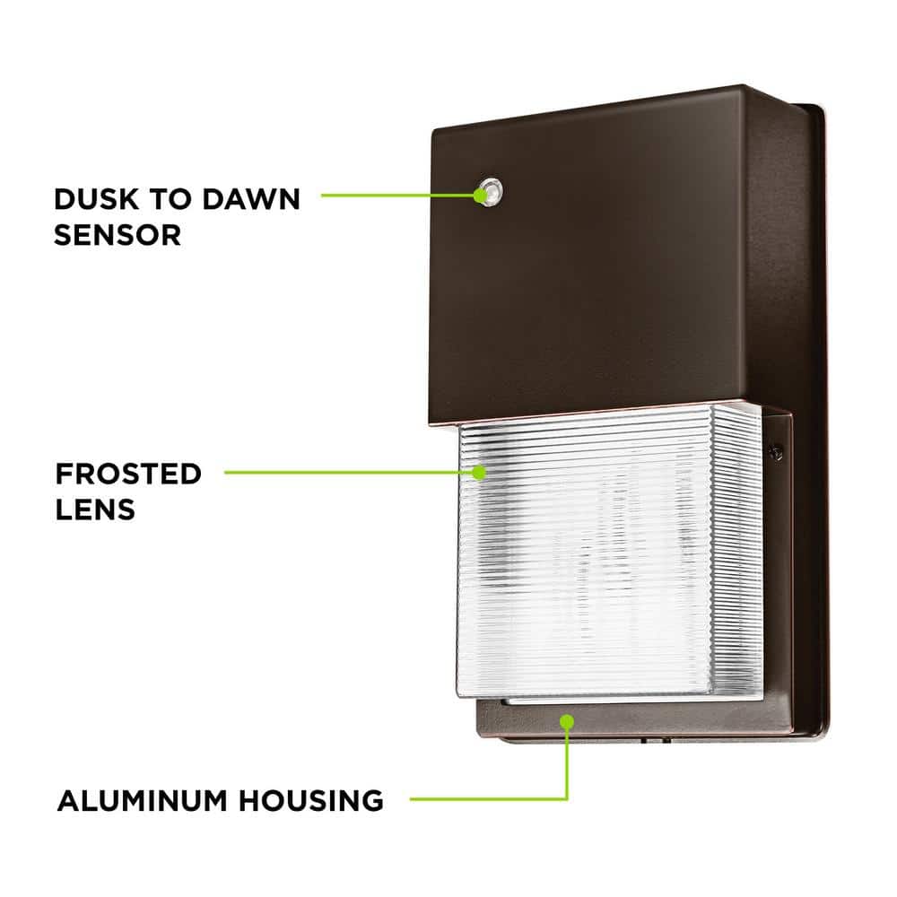 1450 Lumen Integrated LED Bronze Dusk to Dawn Wall Pack Light, 4000K - Hercitys