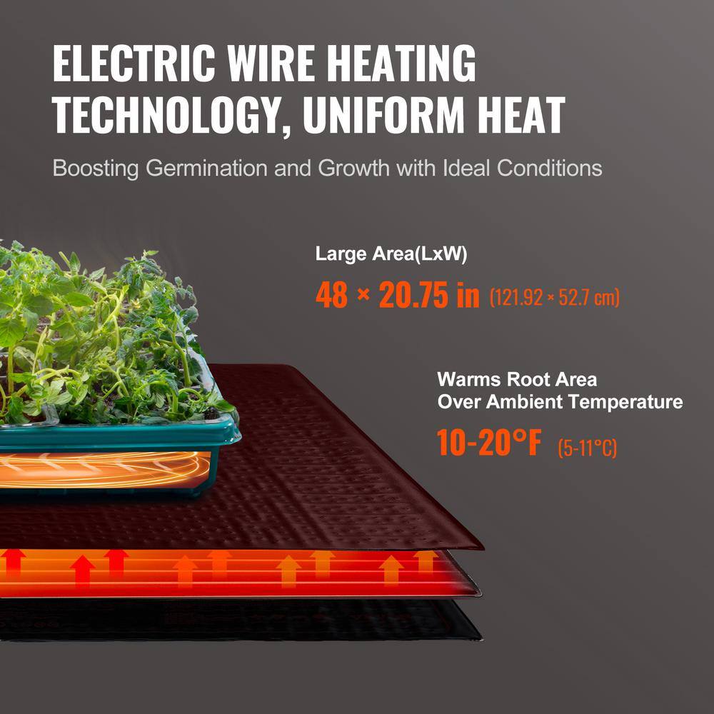 48 in. x 20.75 in. Seedling Mat with Thermostat Heat Mats MET-Certified Waterproof Heating Pad (1-Pack) - Hercitys