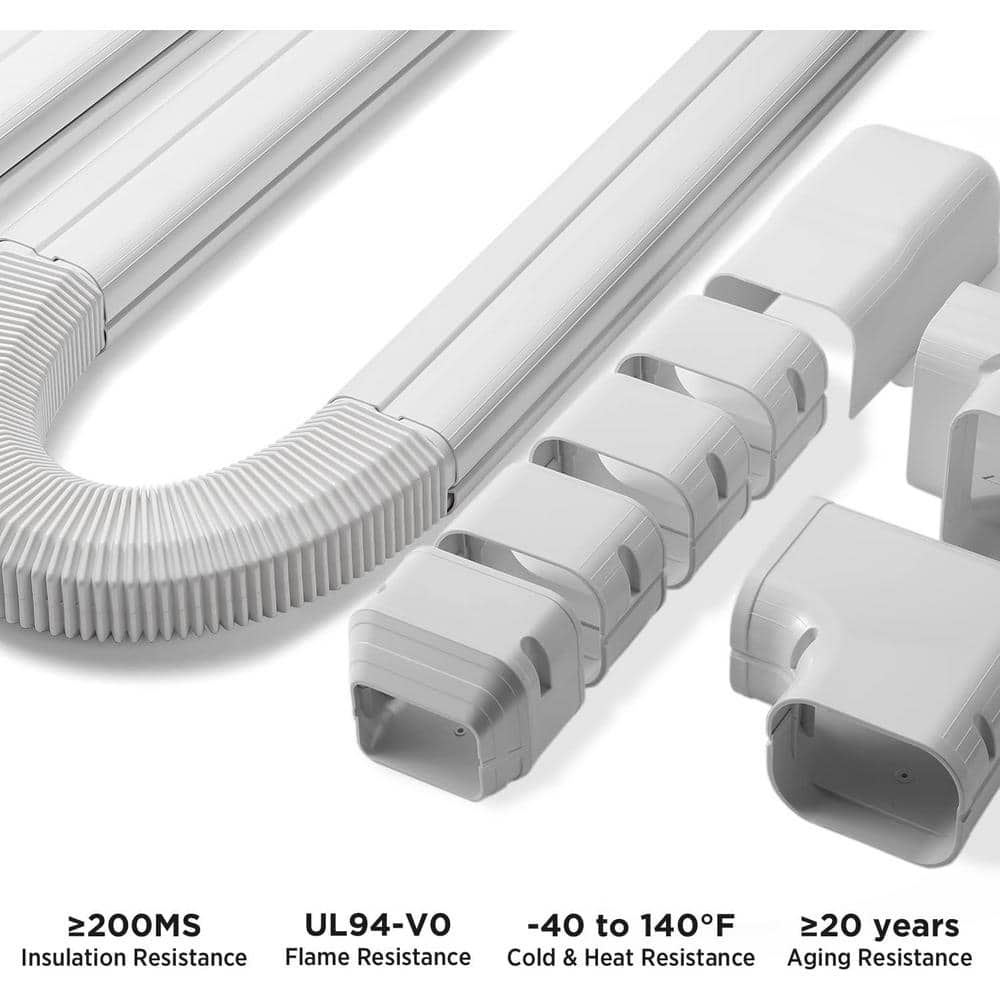 4 in. W x 14 ft. L Decorative PVC Line Cover Kit for Mini Split and Central Air Conditioners, AC Heat Pumps Systems - Hercitys