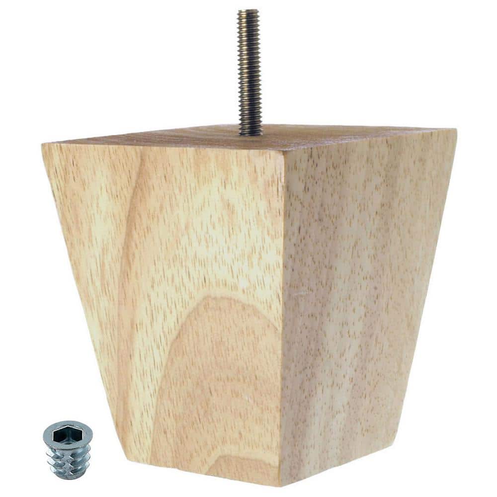 4 in. x 4 in. Unfinished Solid Hardwood Square Bun Foot - Hercitys