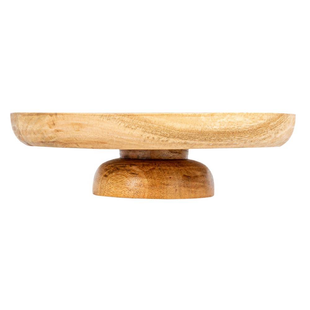 12 in. 0 fl. oz. Natural Brown Mango Wood Footed Cake Stand Serving Bowl - Hercitys