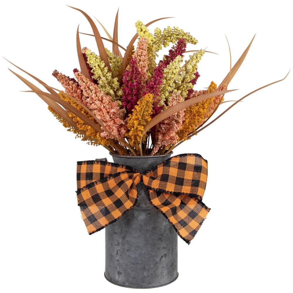 18 in. Autumn Harvest Foliage in Canister Floral Decoration - Hercitys