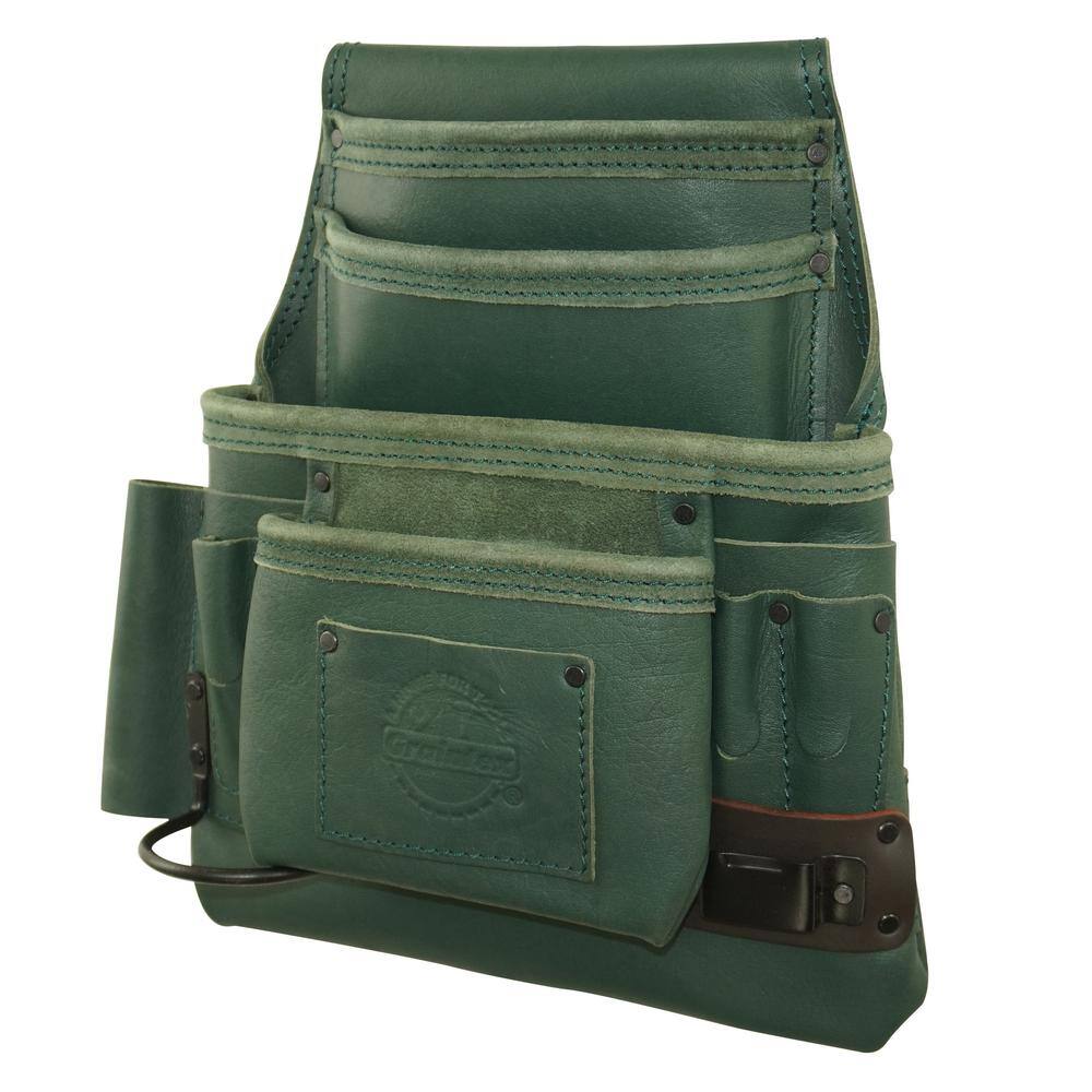 10-Pocket Leather Top Grain Nail and Tool Pouch - Hercitys