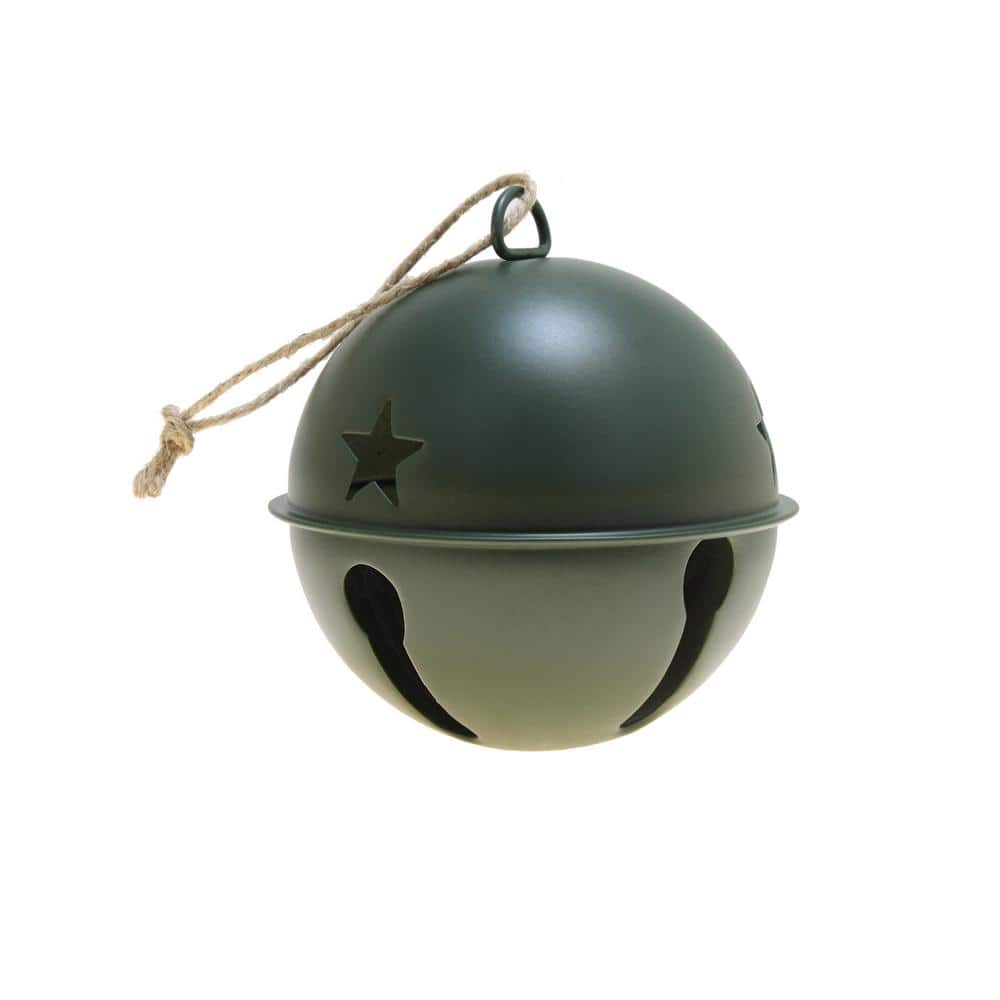 3.35 in. Green Metal Jingle Bell Christmas Ornament (6-Pack) - Hercitys