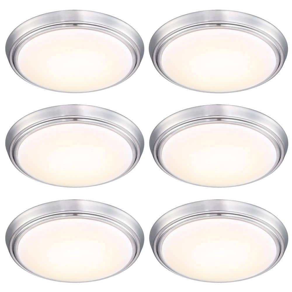 11 in. 1-Light Brushed Nickel Dimmable LED Flush Mount Ceiling Light (8-Pack in a case) - Hercitys