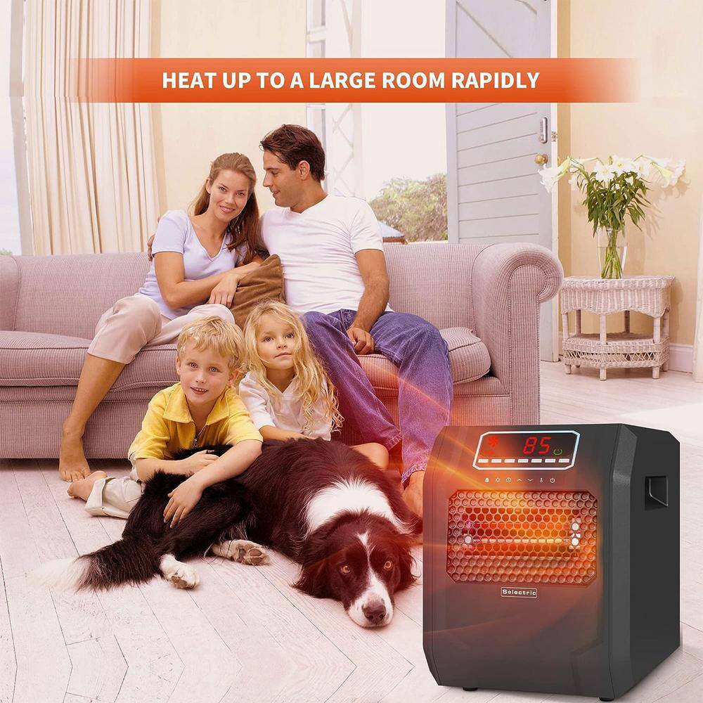 1500-Watt 15.16 in. Black Electric Ceramic Space Heater with 3-Heat Settings, Radiant (2-Pack) - Hercitys