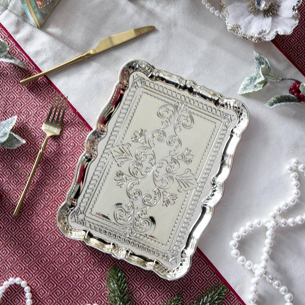 11.8 in. x 9.1 in. Gold Plastic Charger Plate (Set of 6) - Hercitys